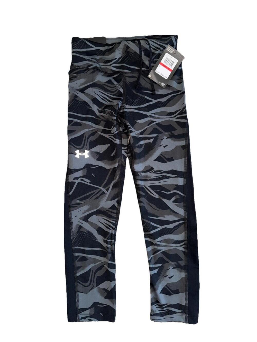 Under Armour Compression Ankle Leggings Black Gray Abstract Women’s XS New